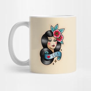 Girl Love Sea - Old School Tattoo Mug